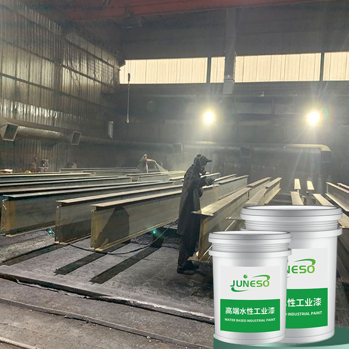 Water-based steel structure primer finish with integrated paint